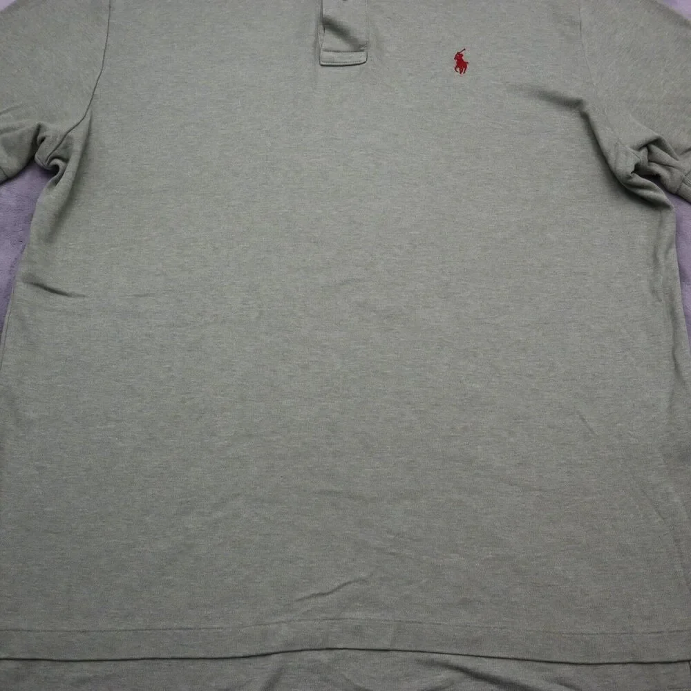 Polo Ralph Lauren Shirt Mens Large Green Red Casual Rugby Pony Logo Heather